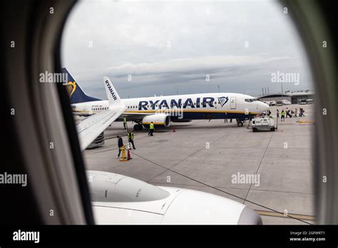 Ryanair Airlines Airbus A320 on the landing area seen through the ...