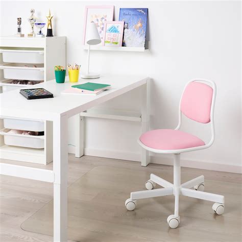 ÖRFJÄLL Children's desk chair, white, Vissle pink - IKEA