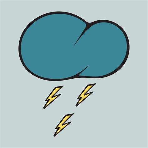 Graphic vector illustration of a cloud with lightning on a gray ...