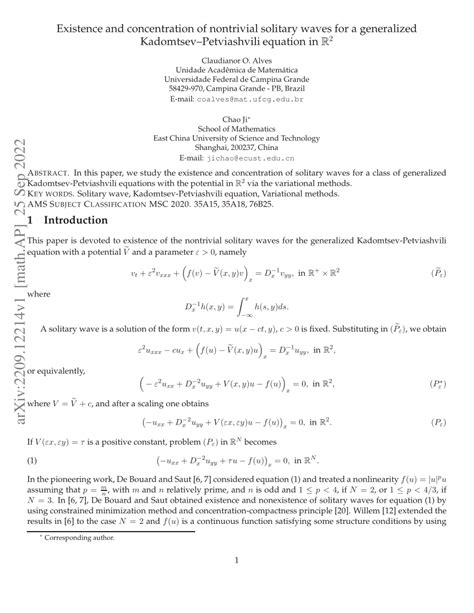 (PDF) Existence and concentration of nontrivial solitary waves for a ...