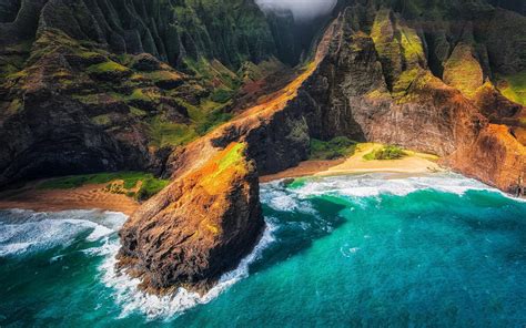 landscape, Nature, Kauai, Hawaii, Beach, Cliff, Sea, Mountain, Coast ...