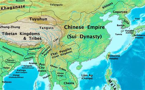 Sui Dynasty Map, China, 600 AD - Nations Online Project