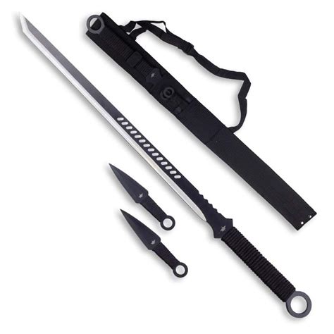 Black Kunai Ninja Sword - Black Ninja Sword Set - Swords with Throwers