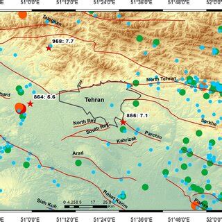 Topographic map of the central Alborz Mountains (north of Tehran) and ...