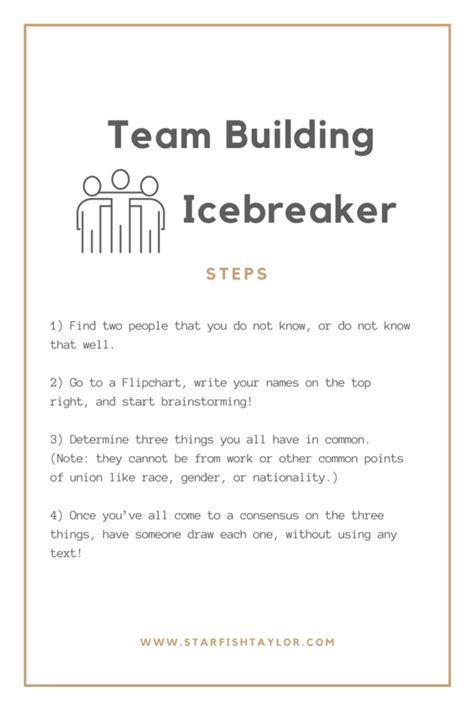 Team Building Icebreaker: Finding Three Things in Common - Starfish Taylor