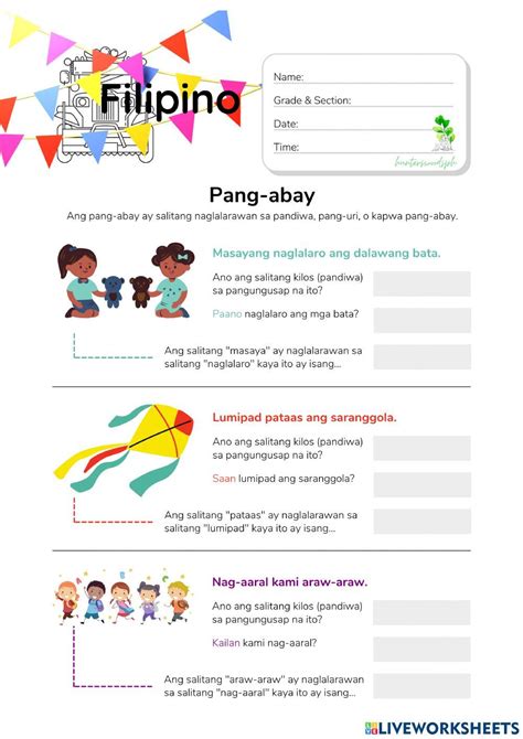 Pang-abay - HuntersWoodsPH.com Worksheet interactive worksheet in 2022 ...