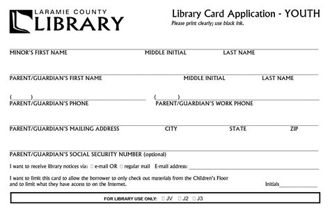 library card form | Library Card Application - YOUTh | Library card ...