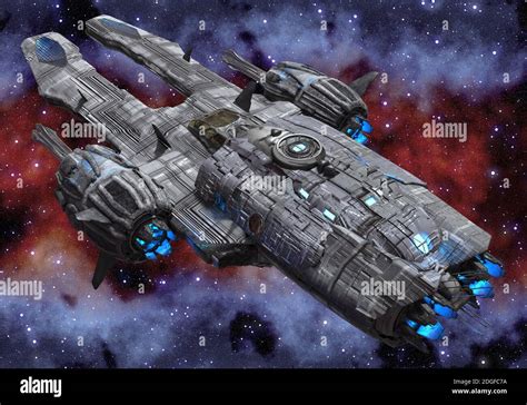 3D illustration future spaceship in deep space Stock Photo - Alamy