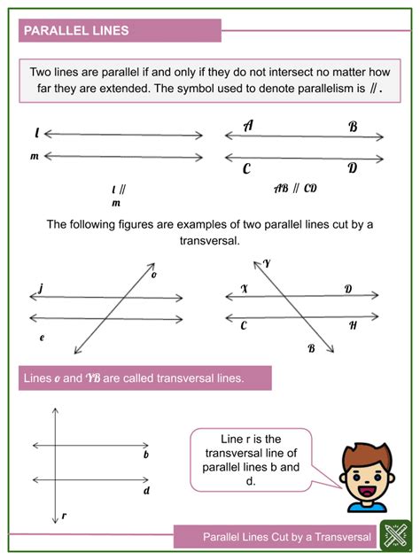 Parallel lines Cut by a Transversal 8th Grade Math Worksheets