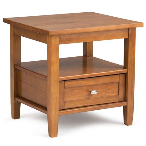 Simpli Home Warm Shaker Solid Wood 20 in. Wide Rustic End Side Table in ...