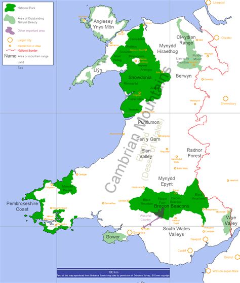 Location overview map of Welsh waterfalls