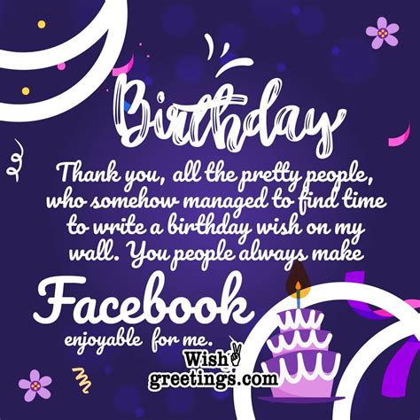 Thank You for Birthday Wishes on Facebook - Wish Greetings