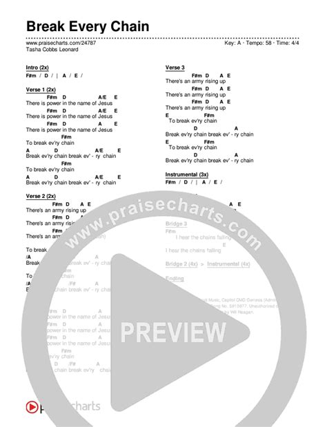 Break Every Chain Chords PDF (Tasha Cobbs) - PraiseCharts