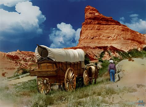 Colors for a Bygone Era: Conestoga wagon on the Oregon trail, 1961 re ...