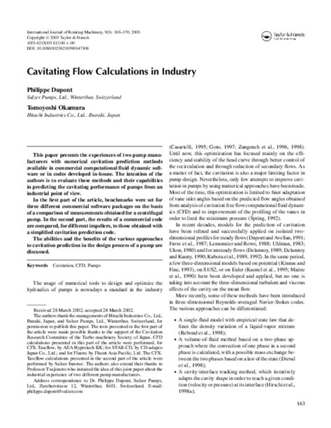 (PDF) Cavitating Flow Calculations in Industry | Philippe Dupont ...