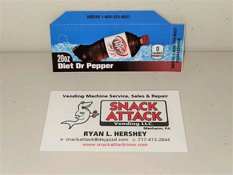 (1) Diet Dr. Pepper 20oz. Bottle Vending Label | Snack Attack Vending ...