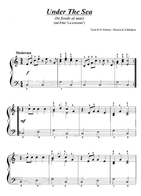 UNDER THE SEA Easy Piano Sheet music | Easy Sheet Music