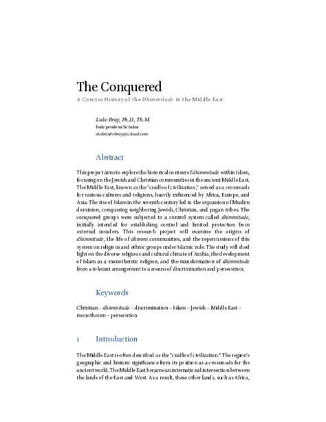 (PDF) The Conquered: A Concise History of the Dhimmitude in the Middle ...