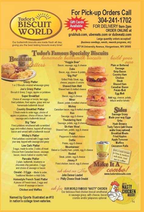 Tudor’s Biscuit World – Morgantown's Menu Guide