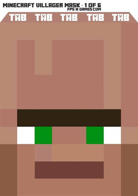 Printable Minecraft Villager Mask 1 of 6 #minecraft #mask | Minecraft ...