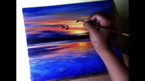 How to paint sunrise | Acrylic Painting | Seascape - YouTube