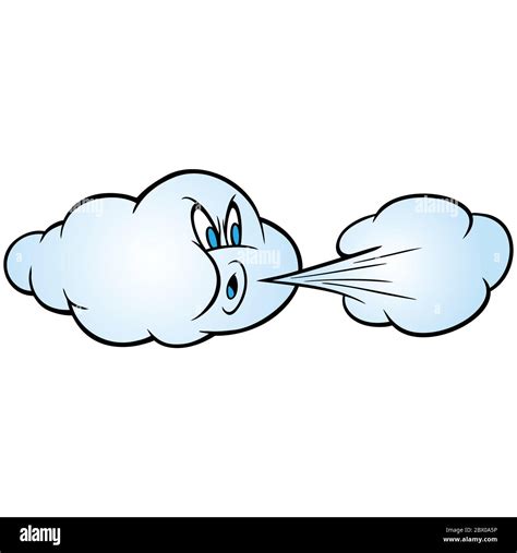 Wind Blowing - A cartoon illustration of a Cloud blowing some cold air ...