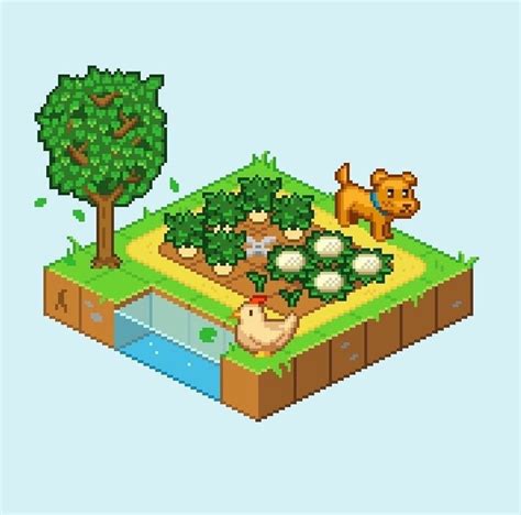 Stardew Valley inspired pixel art > Farm Life > isometric style ...