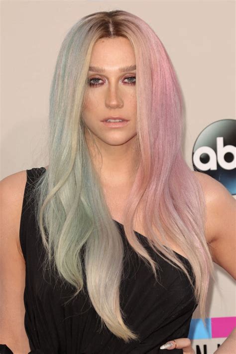 Kesha Straight Green, Pink Split Color, Uneven Color Hairstyle | Steal ...