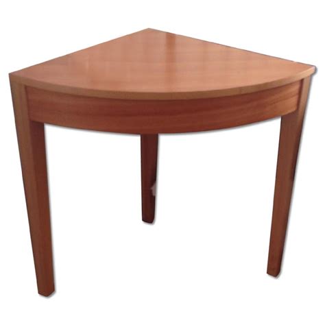 Levenger Cherry Table w/ Drawers + 2 Quarter Round End Tables - AptDeco