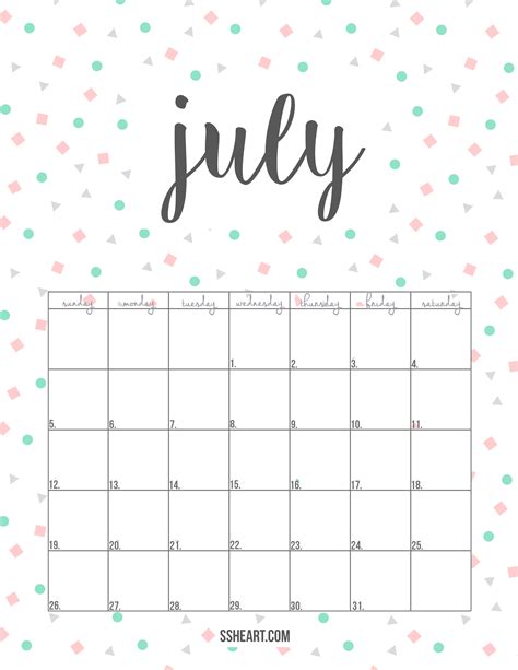 July Calendar Printout - Printable Calendar 2023