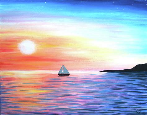 Sunset Sailing Painting by Kristine Griffith