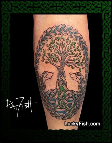 Hounds of Life Celtic Shield Tattoo Design — LuckyFish, Inc. and Tattoo ...