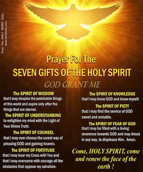 Prayer for the 7 Gifts of the Holy Spirit – LIVE BY FAITH