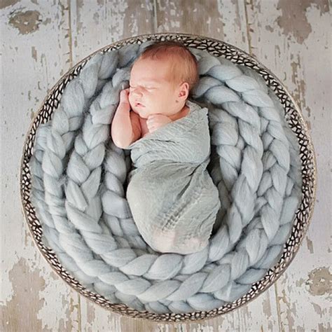 2017 Newborn Photography Props Basket Fashion Baby Wool Blanket Solid ...