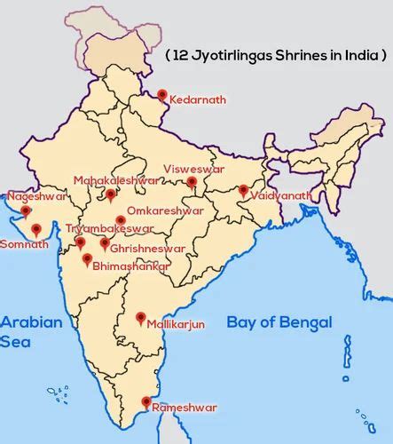 12 Jyotirling In India Map : India map depicting location of the twelve ...