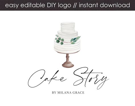 Editable Cake Logo Watercolor Cake Logo Design Logo Premade - Etsy