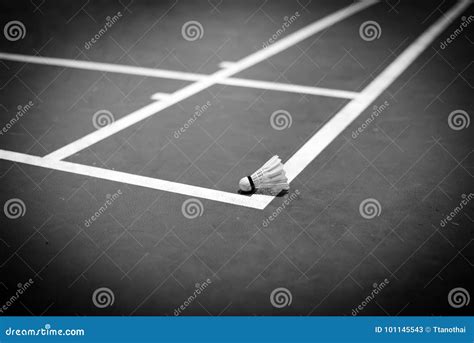 Badminton Shuttlecock on Court, Black and White Tone Stock Image ...