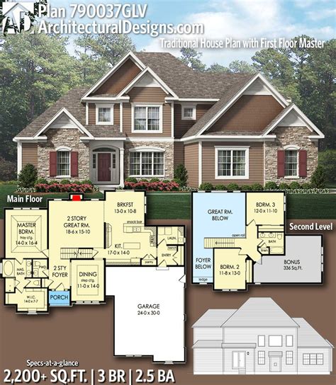 Plan 790037GLV: Traditional House Plan with First Floor Master | Sims ...