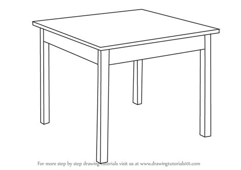 How to Draw a Table (Furniture) Step by Step | DrawingTutorials101.com