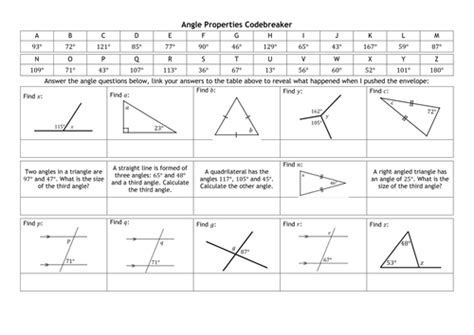 Angle Properties Codebreaker | Teaching Resources | Teaching resources ...