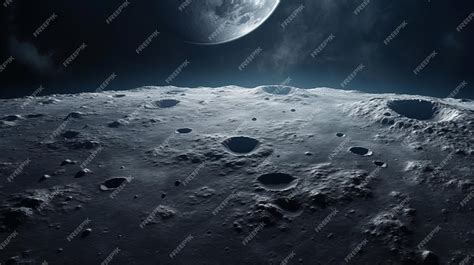 Premium AI Image | Moon surface with craters and space background