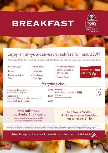 Breakfast menu - Toby Carvery