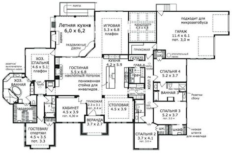 Large modern one-storey house plan with stone cladding: the Hobb's ...