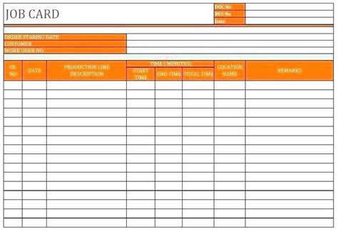 Free Job Card Template Excel - Cards Design Templates
