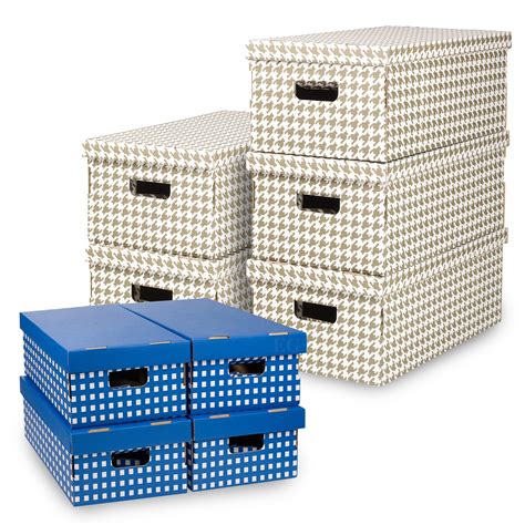 Set Of 2, 3 Or 4 Cardboard Storage Boxes With Lids Lightweight With ...