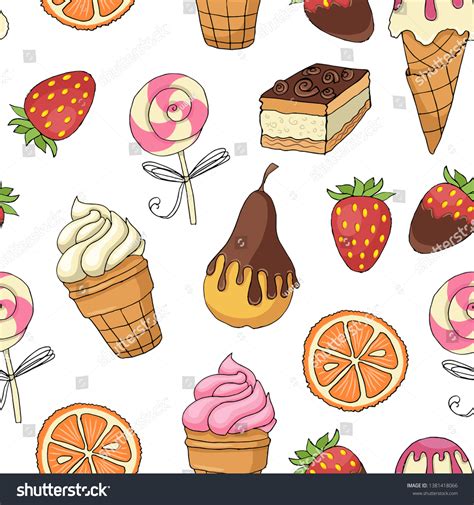 Ice Cream Seamless Pattern Desserts Wallpaper Stock Vector (Royalty ...