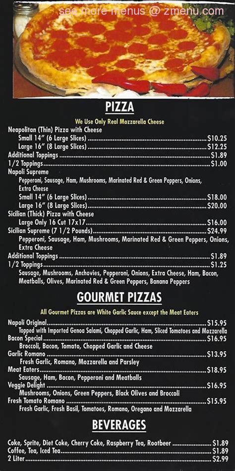 Online Menu of Napoli Pizza Restaurant, Baden, Pennsylvania, 15005 - Zmenu