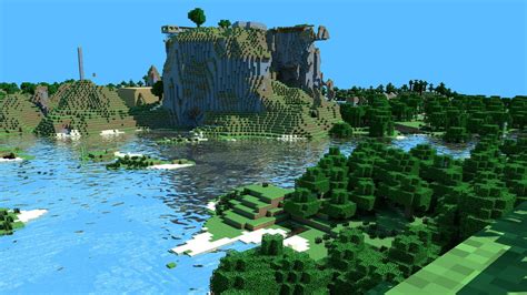 Download Mountain And Lake Scenery Minecraft Hd Wallpaper | Wallpapers.com