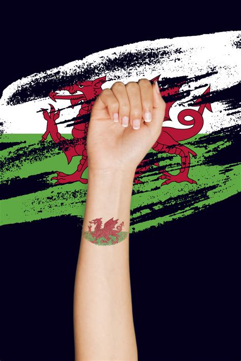 Welsh Fingerprint Flag Supporters Tattoo - Inkstant