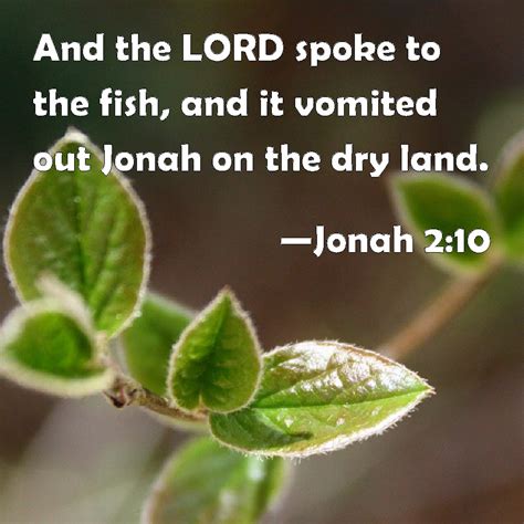 Jonah 2:10 And the LORD spoke to the fish, and it vomited out Jonah on ...